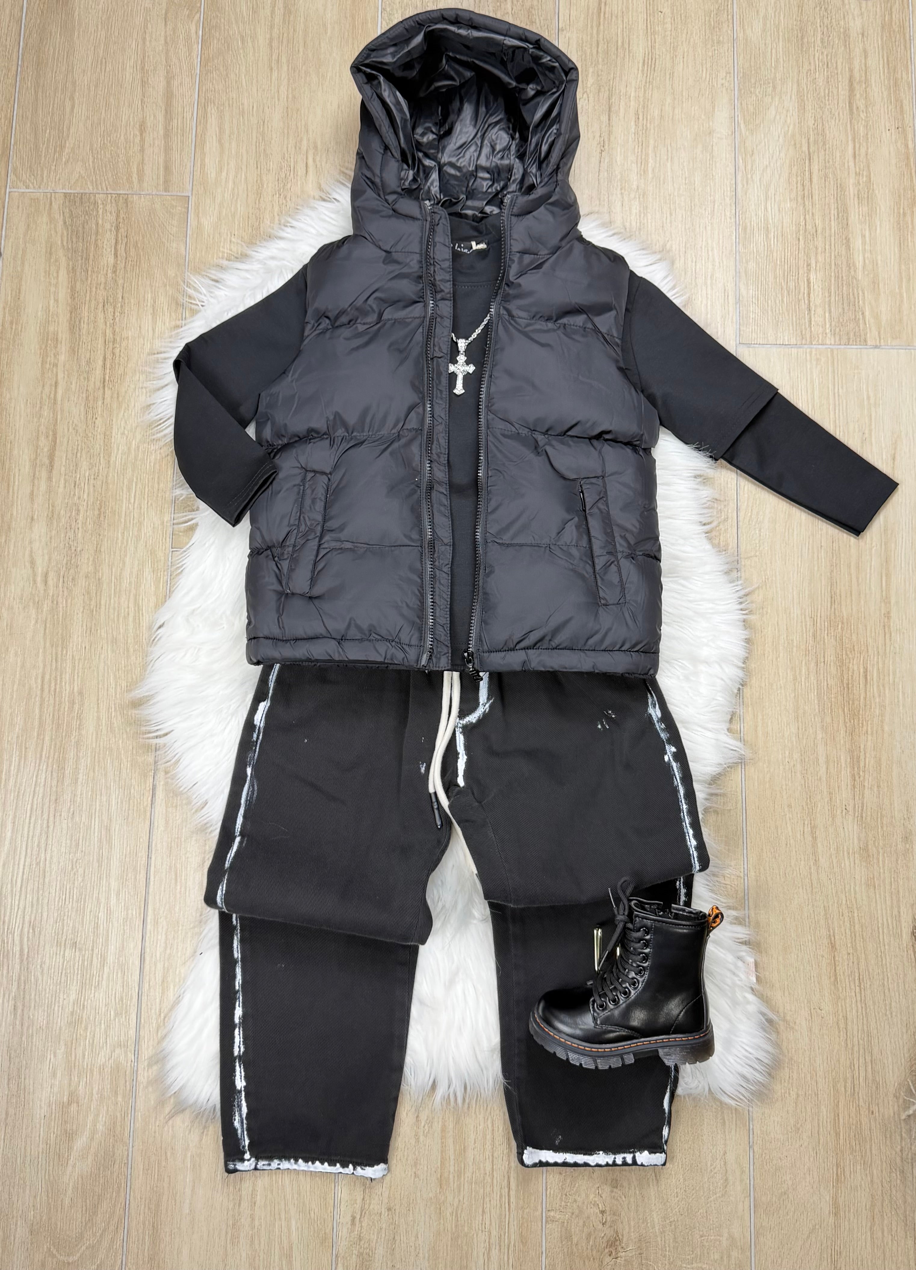 GIUBBINO bambino smanicato black