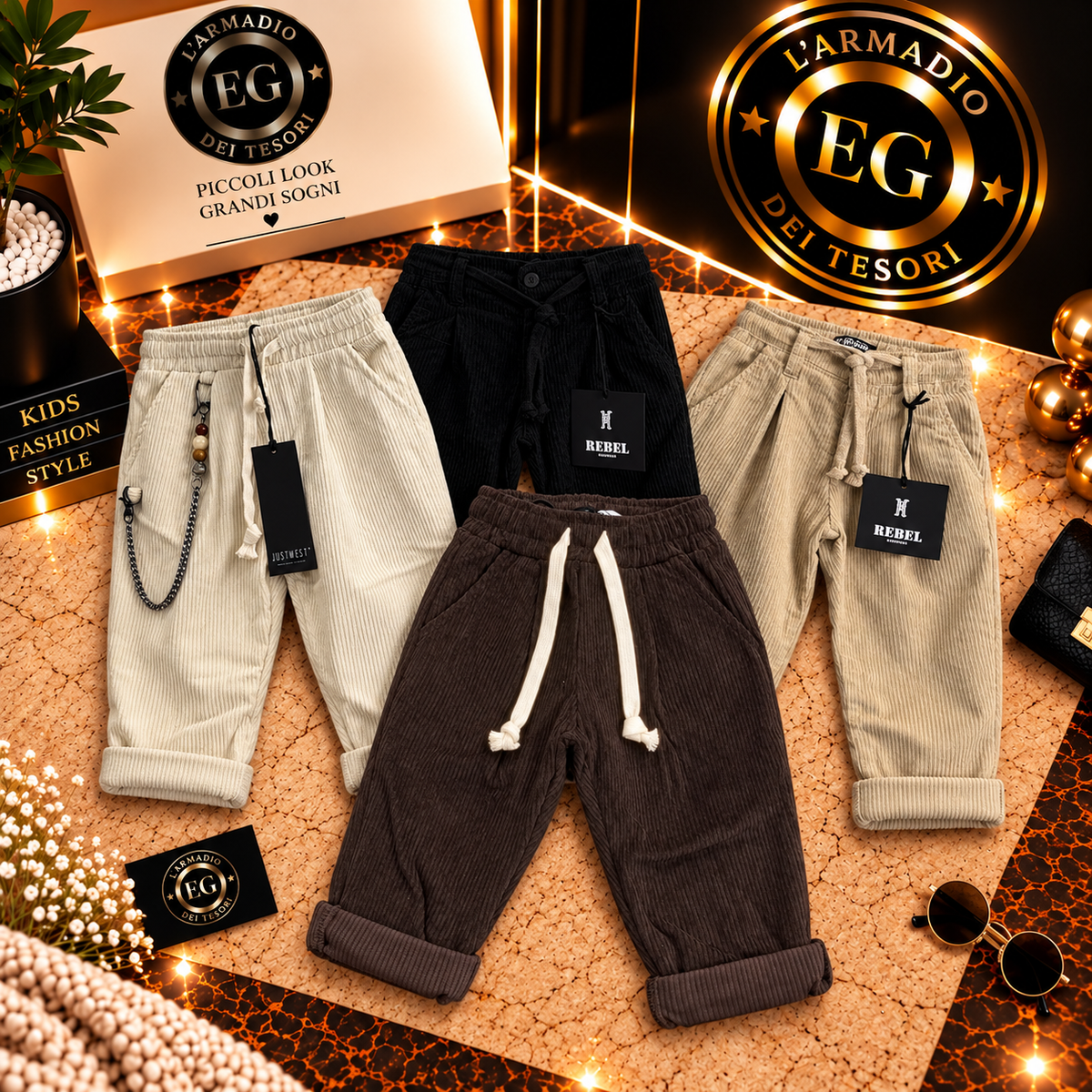 Pantalone neonato in velluto a coste