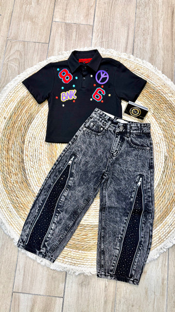 JEANS BAMBINO ZIP DIAMOND