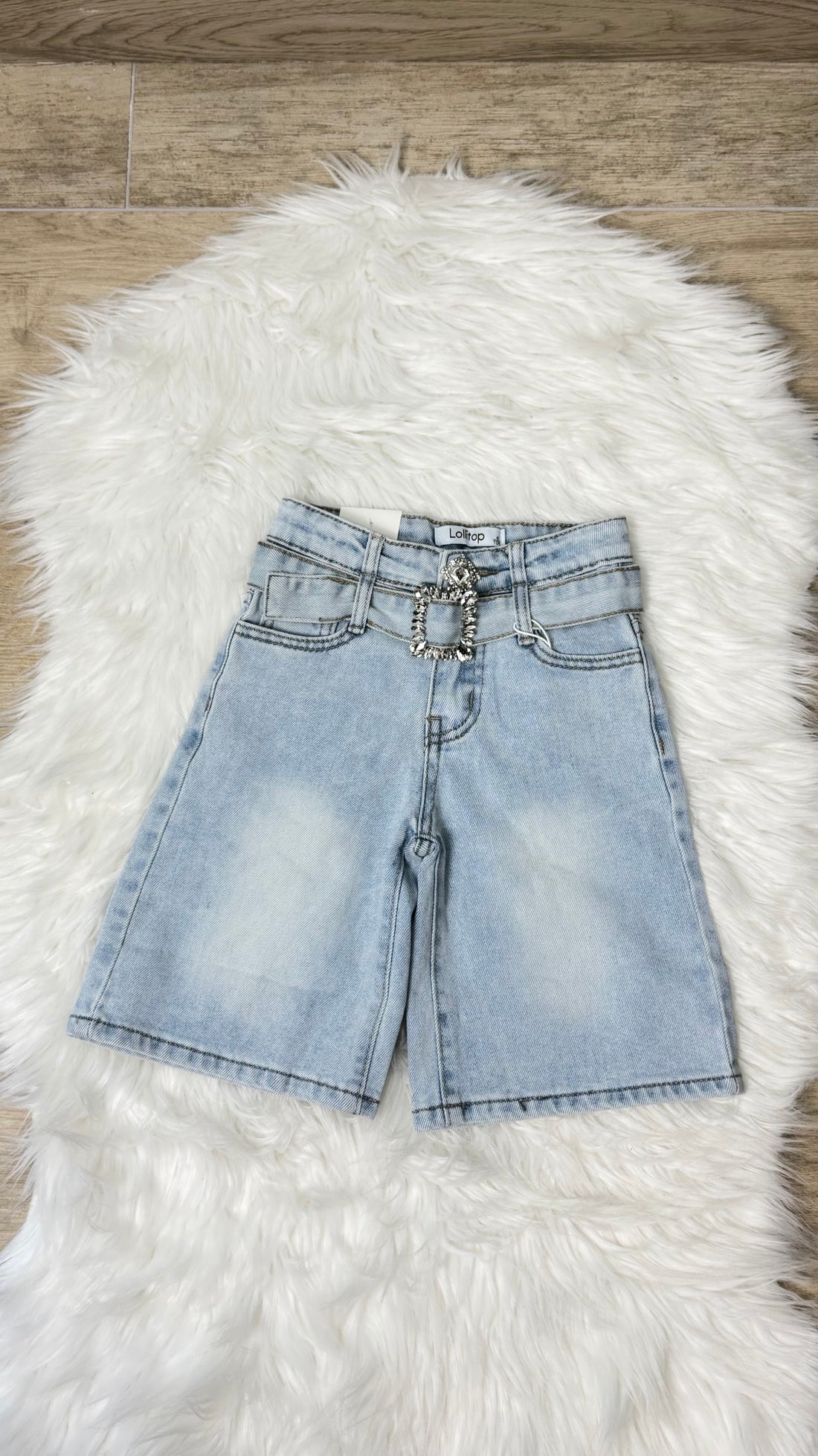 Jeans bambina Bermuda cintura