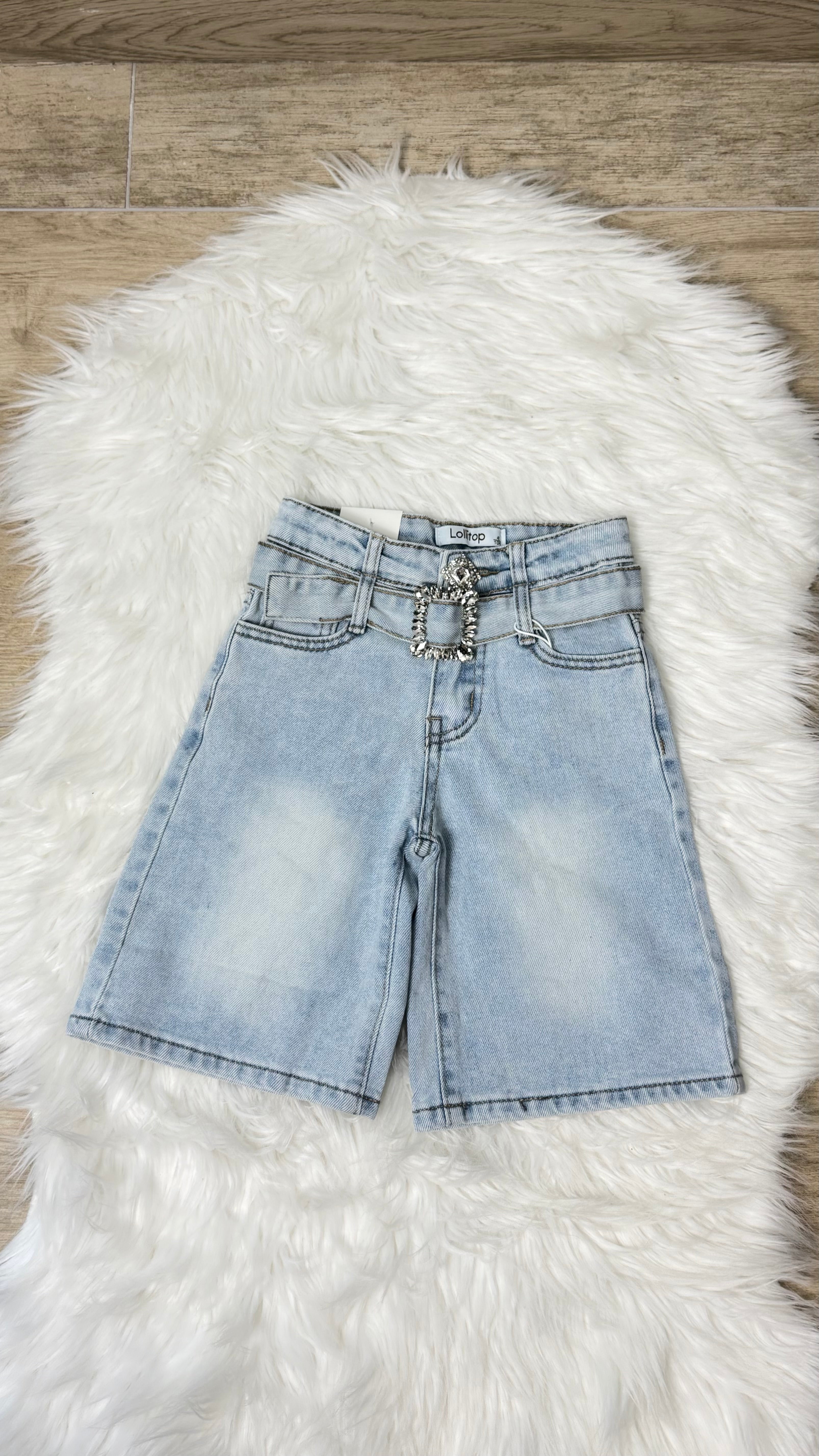 Jeans bambina Bermuda cintura