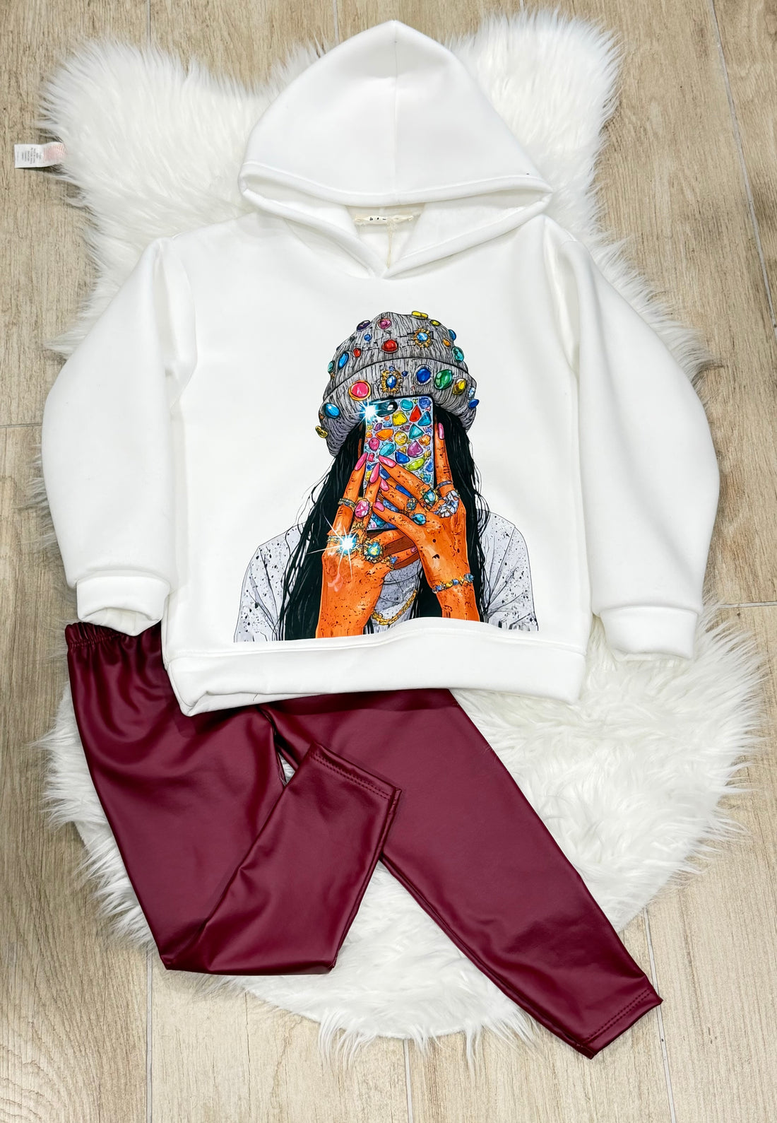 Leggins bambina in pelle felpato