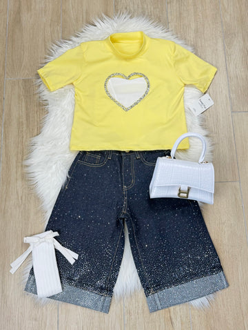 Jeans bambina Bermuda diamond