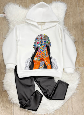 Leggins bambina in pelle felpato