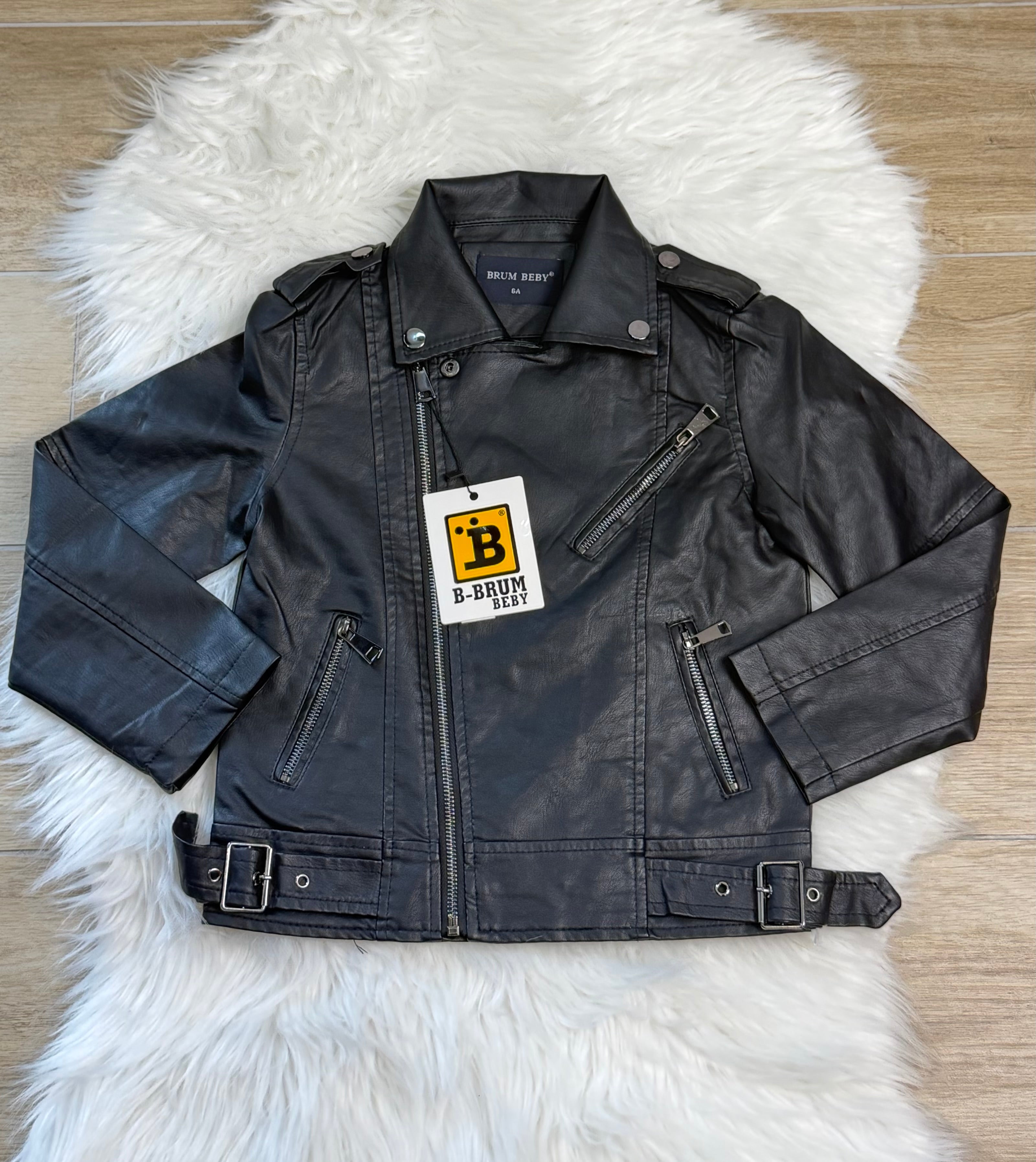 GIUBBINO bambino Chiodo in pelle Black