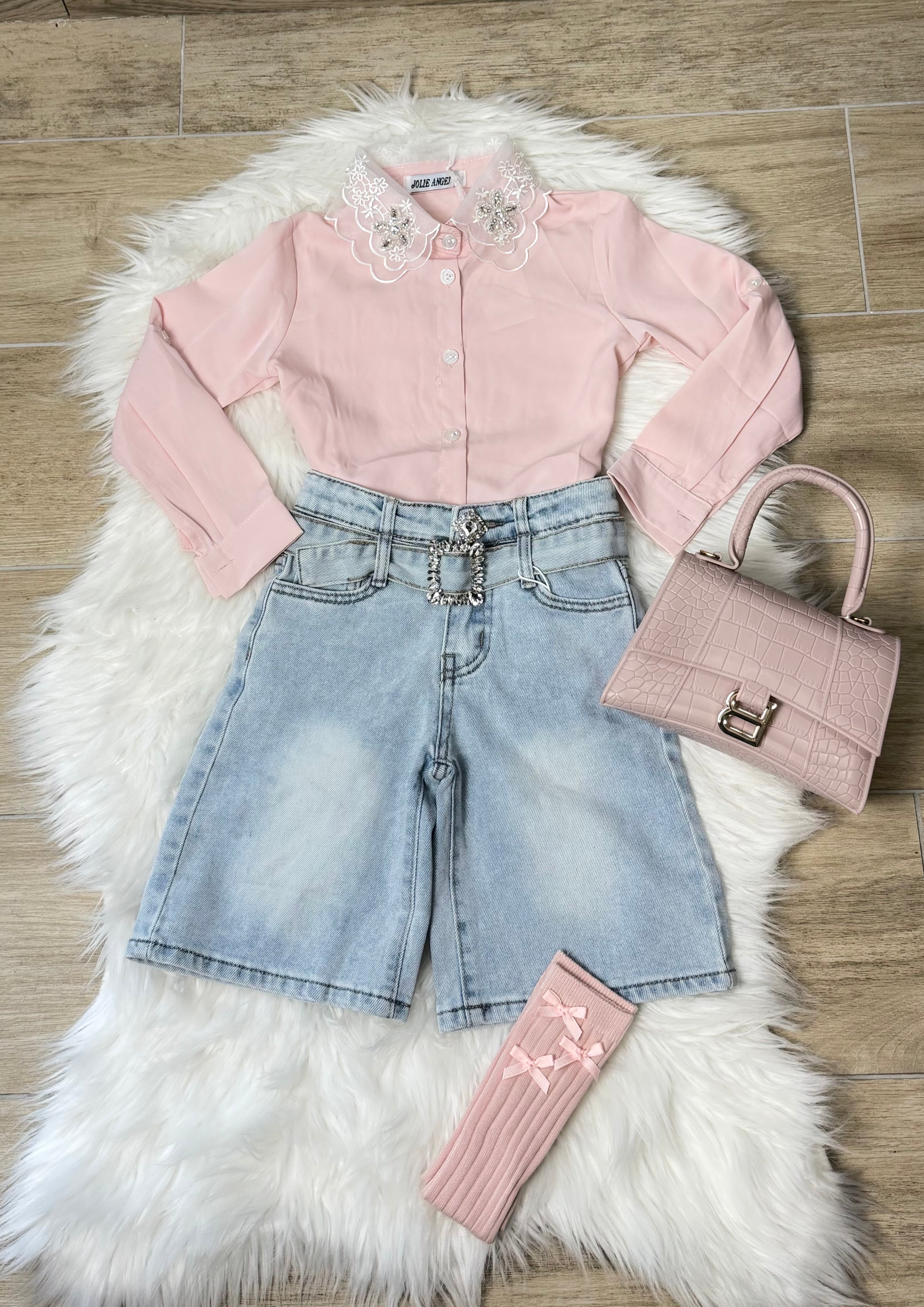 Jeans bambina Bermuda cintura