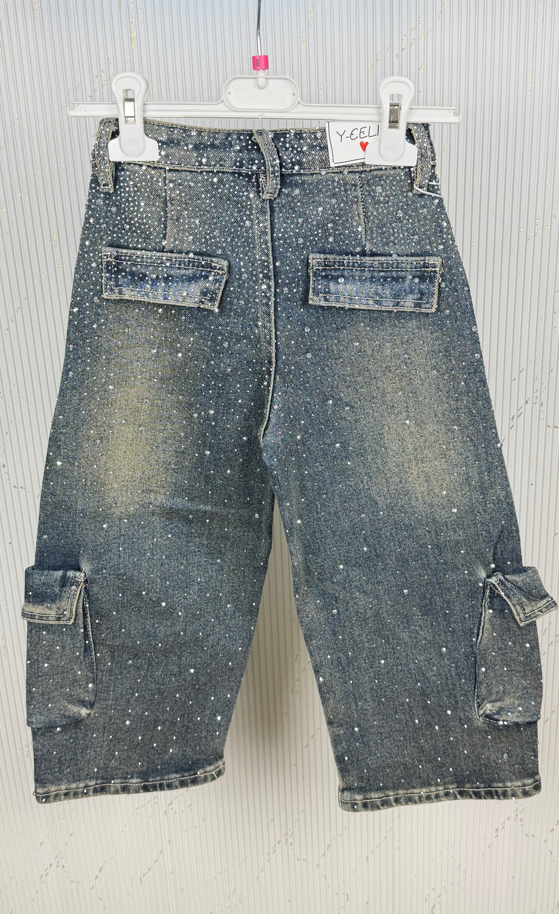 Jeans bambina cargo diamond shine