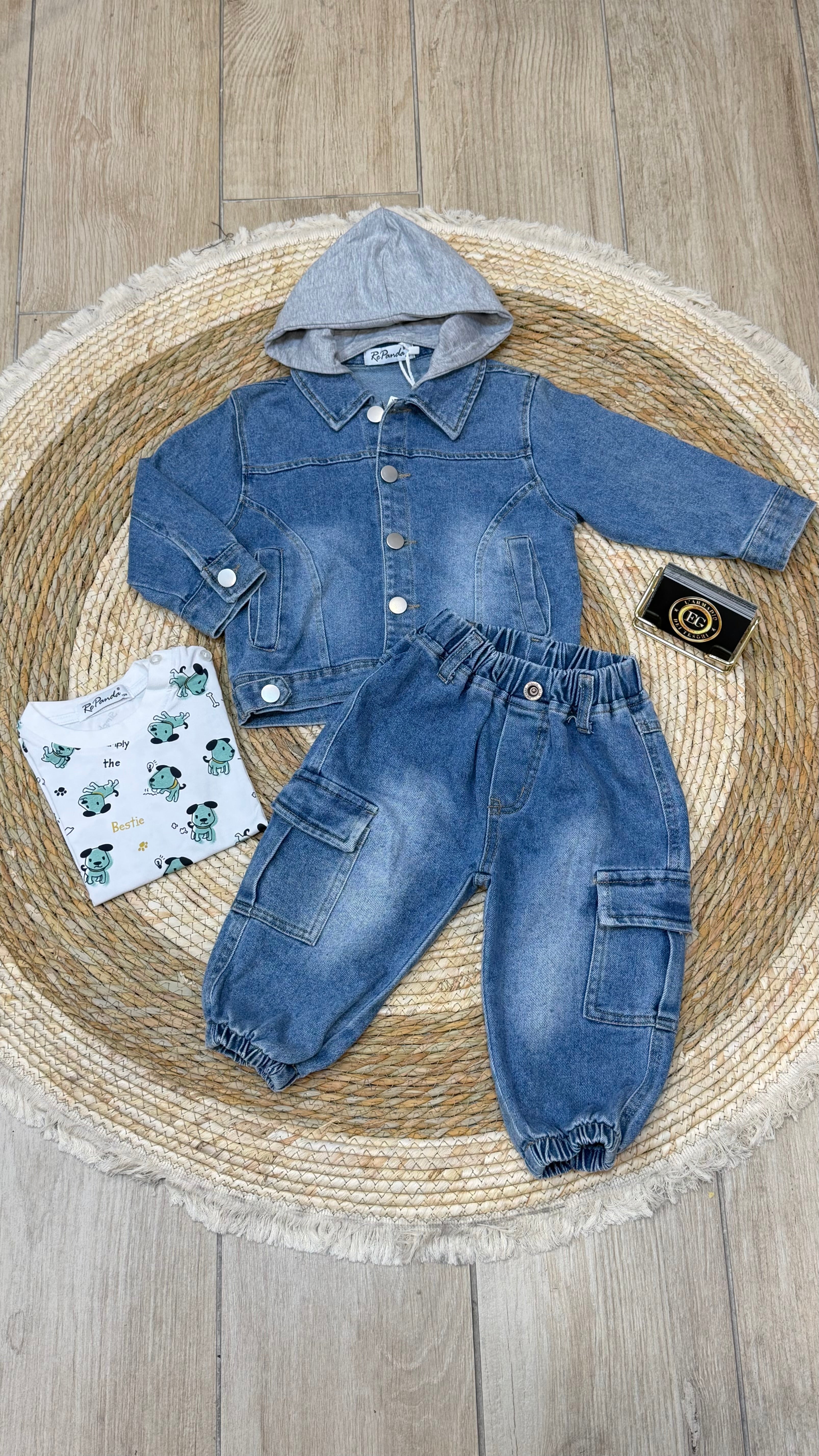 COMPLETO NEONATO JEANS PANDA