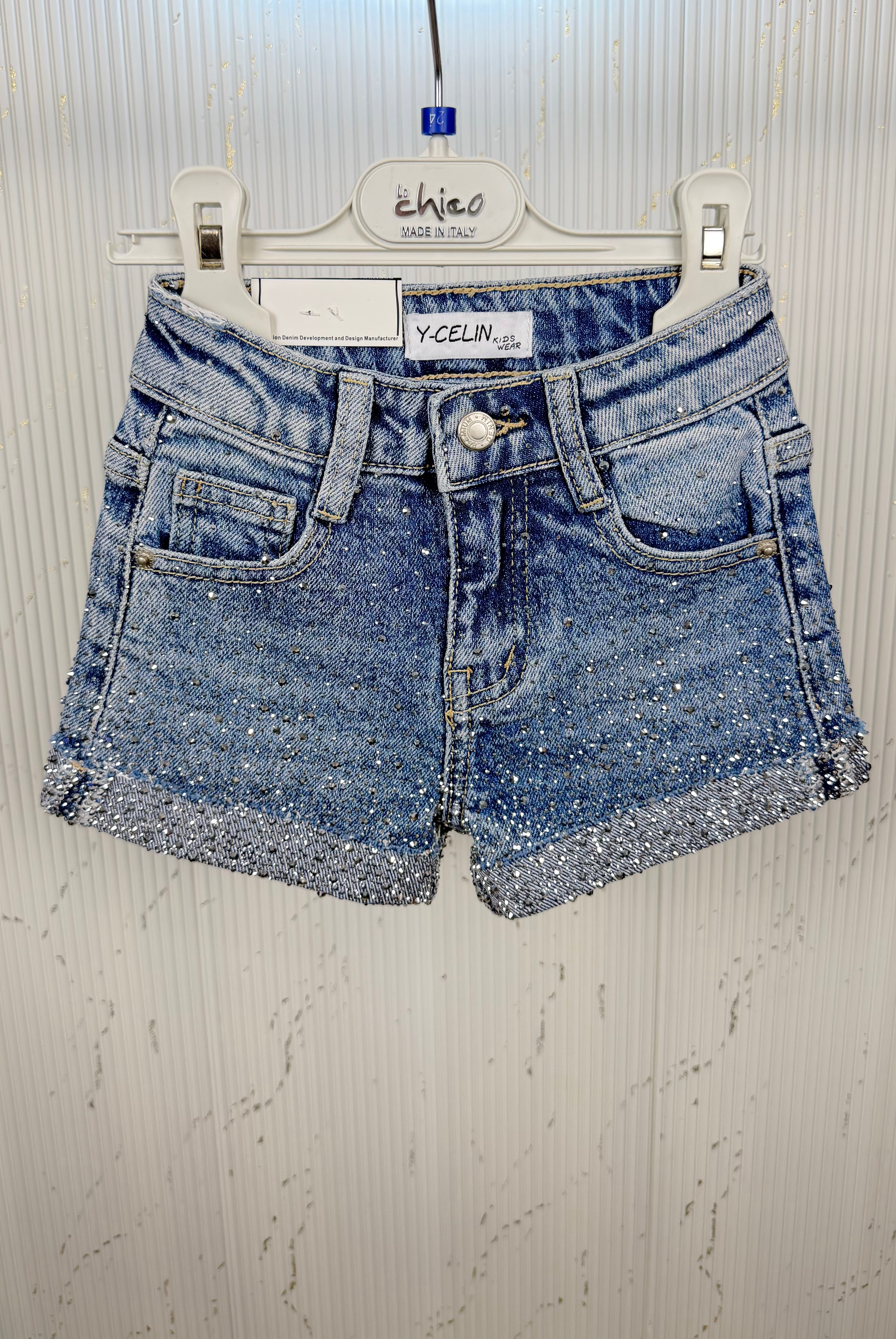 Short neonata jeans diamond