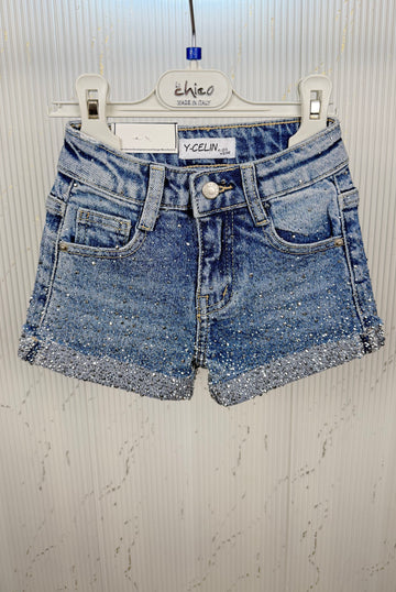 Short neonata jeans diamond