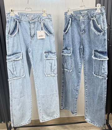 Jeans bambina cargo