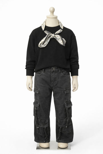 Jeans bambina cargo tasconi