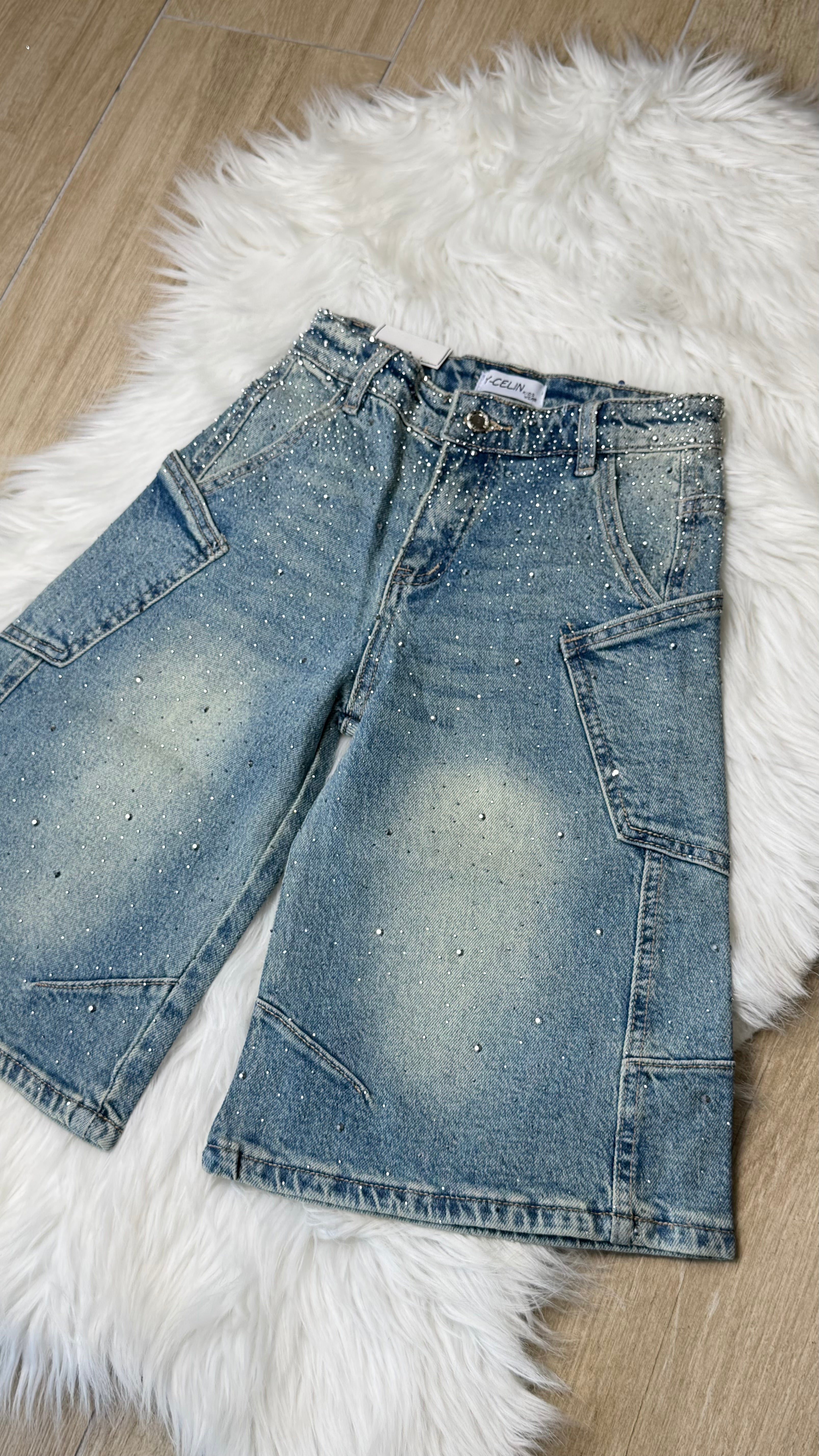 Jeans bambina Bermuda cristal