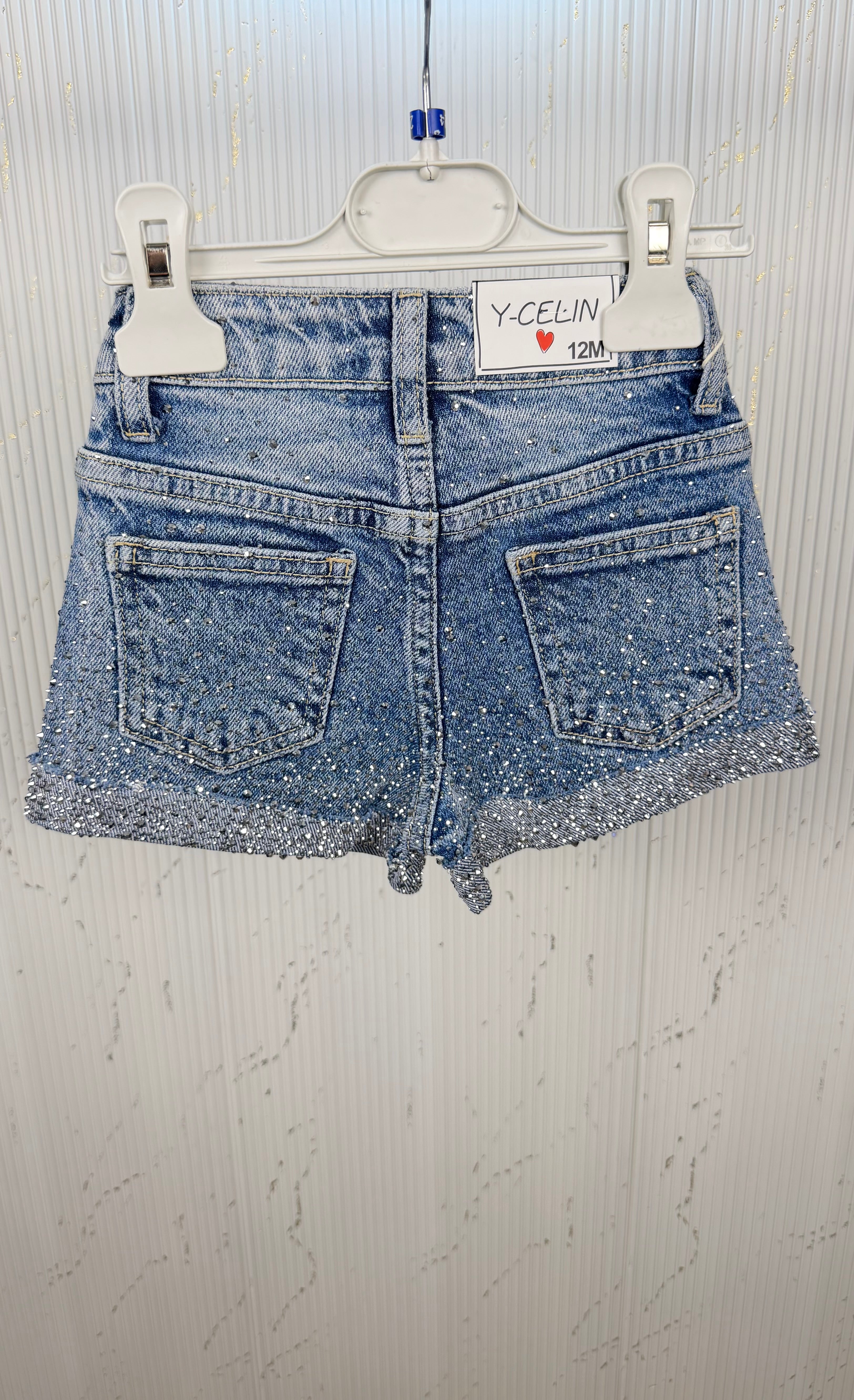 Short neonata jeans diamond