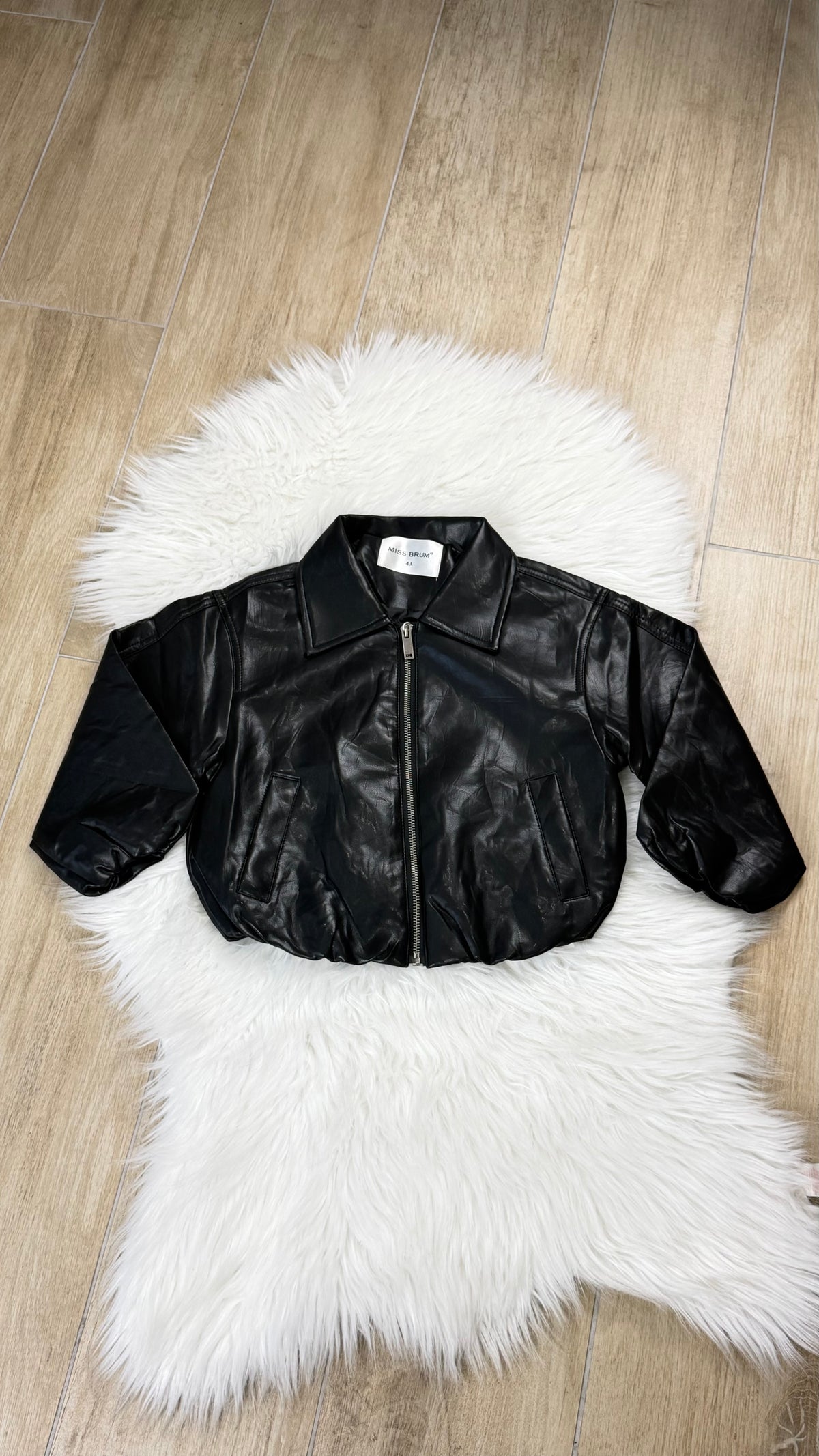 Giubbino bambina pelle crop