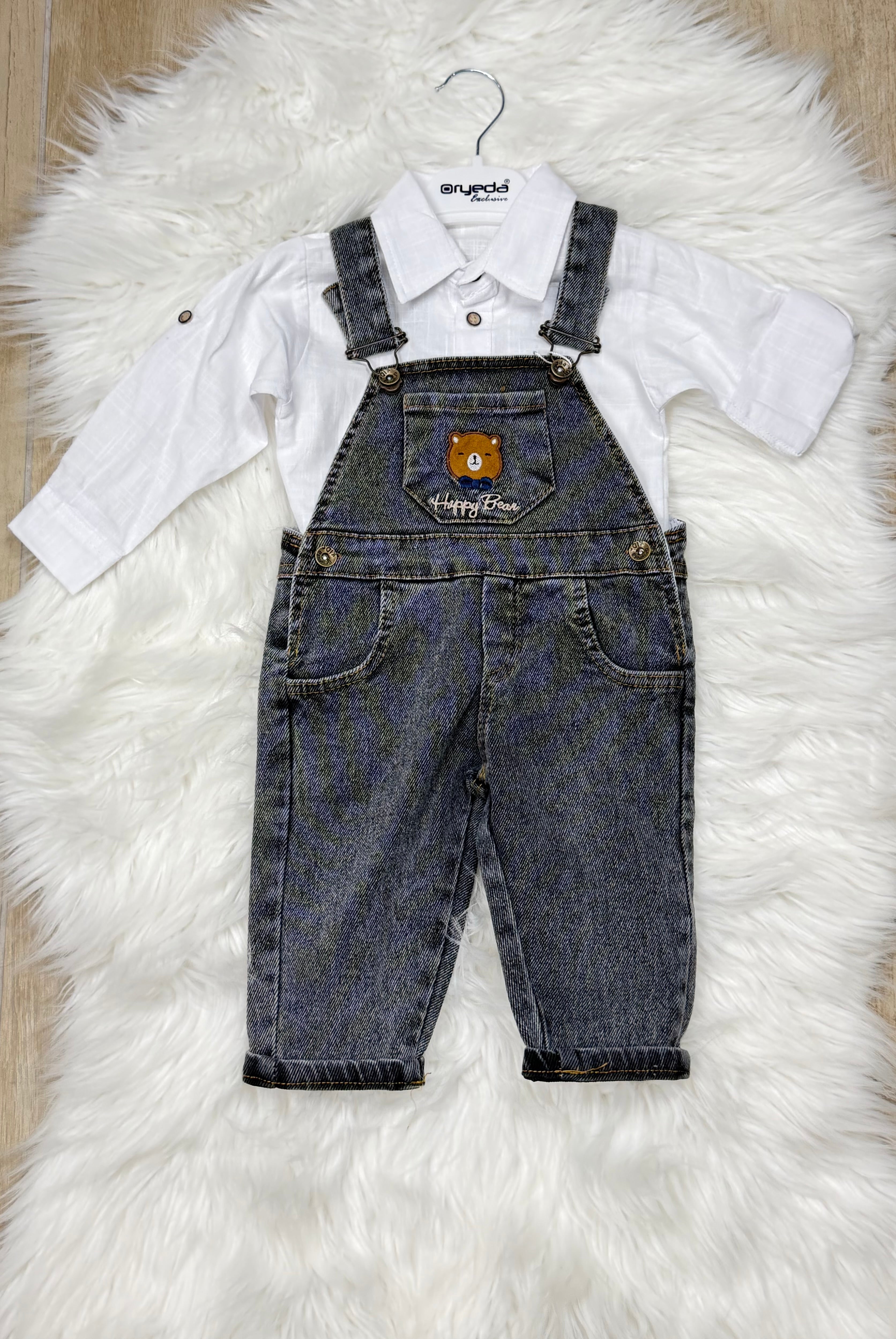 Completo neonato salopette teddy