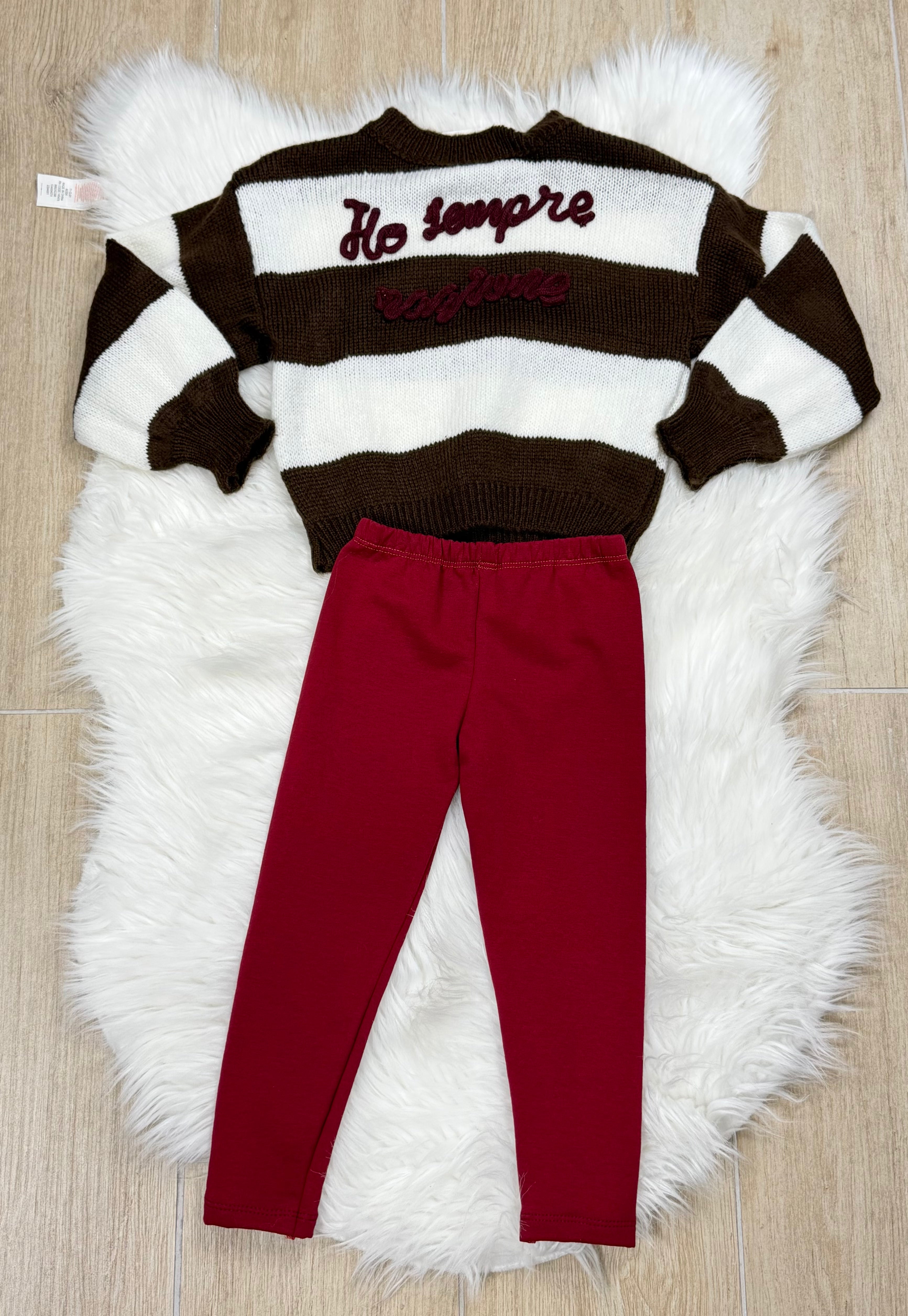 Leggins bambina in cotone felpato