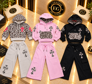 COMPLETO BAMBINA CROCE LEOPARD