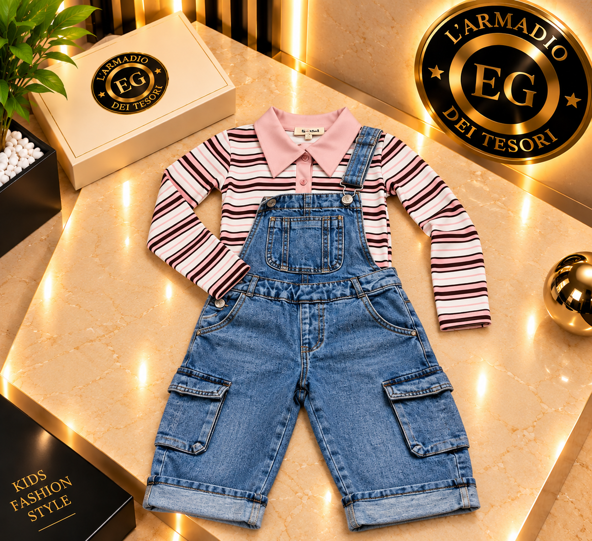Jeans bambina salopette