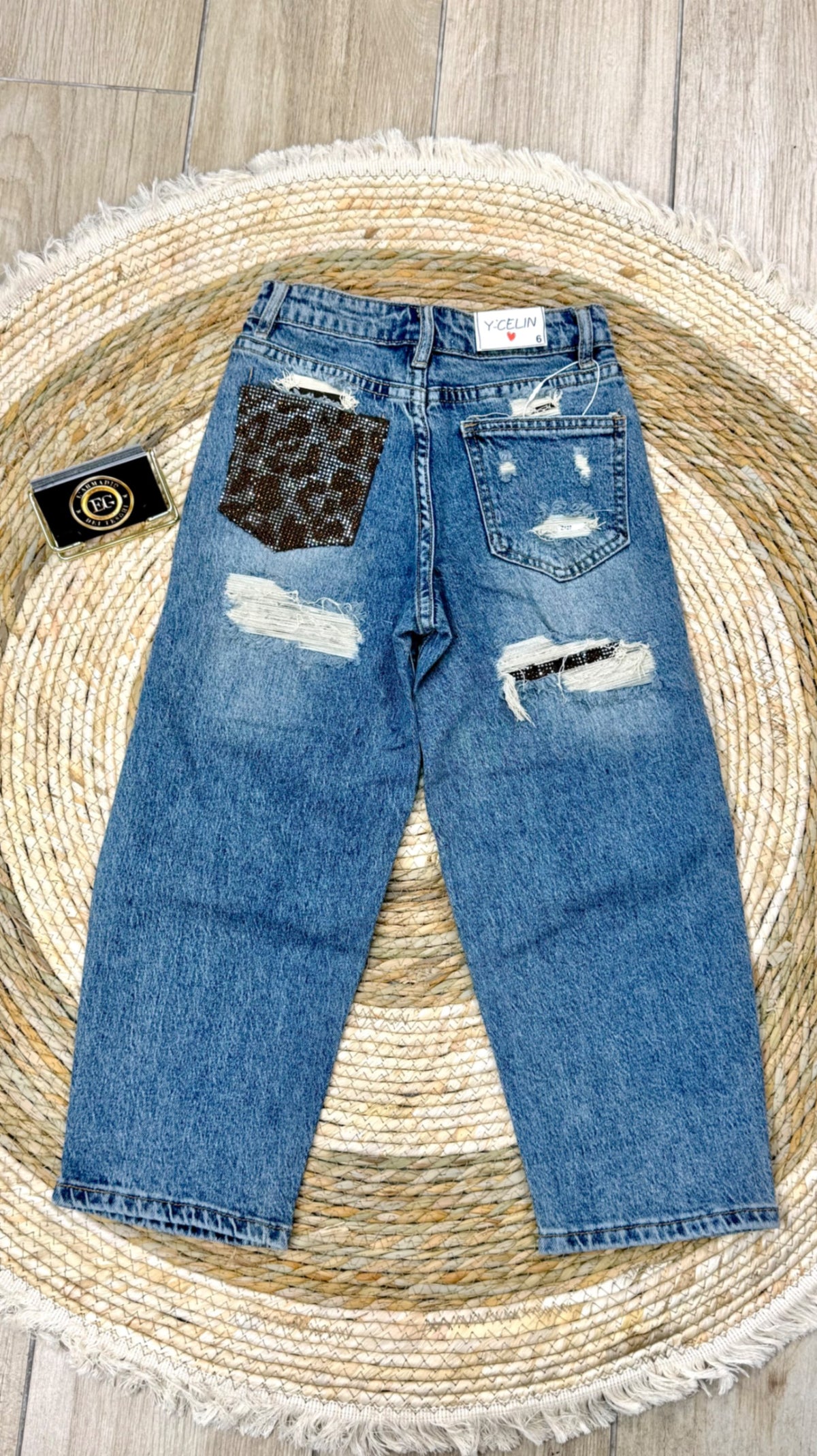 JEANS BAMBINA TASCA ANIMALIER